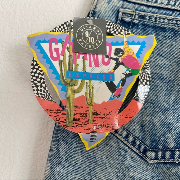 NWT Vintage Gitano acid wash tapered bow tie denim capris, 9/10 - Picture 4 of 12